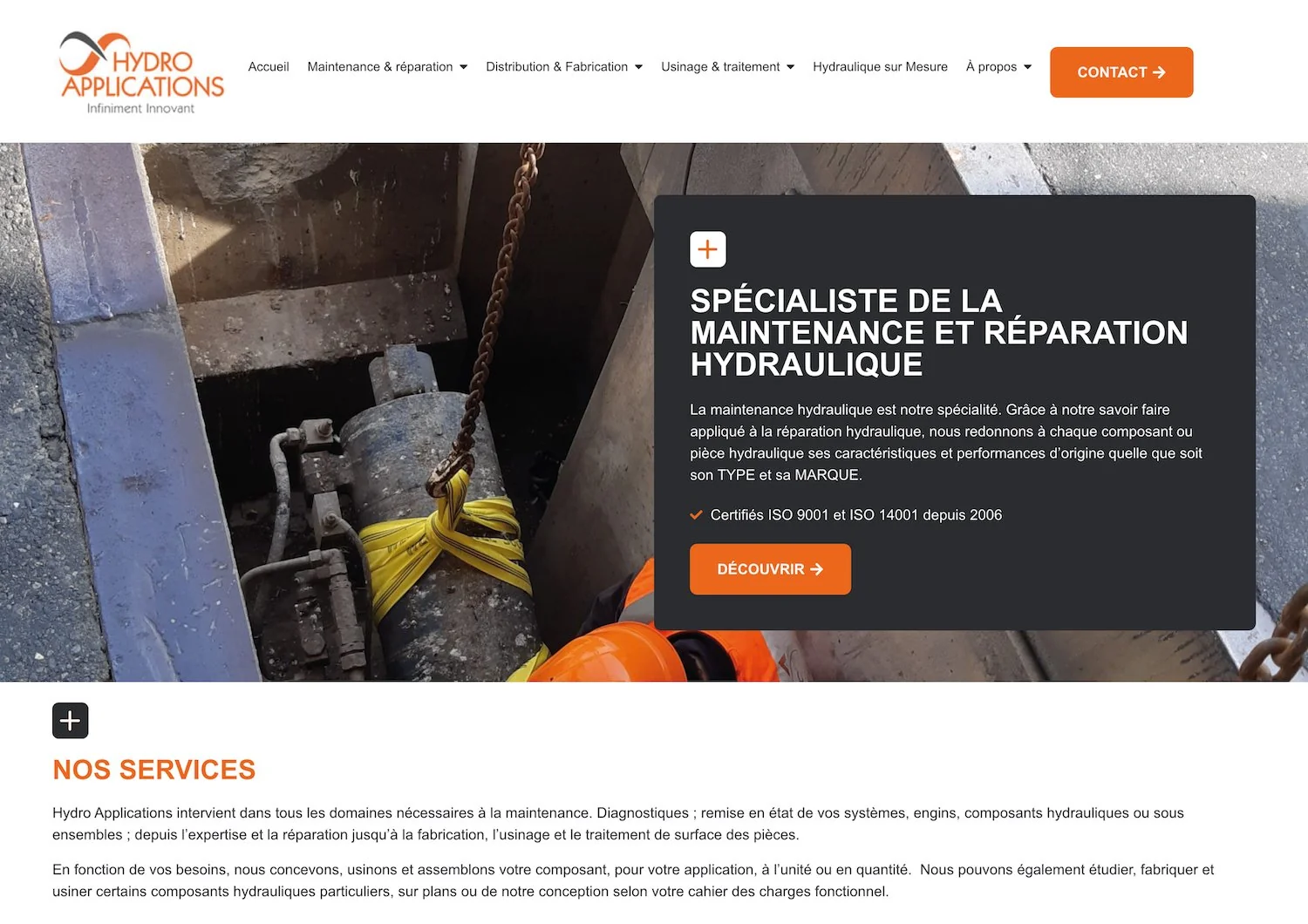 Hydro Application — page d'accueil du site