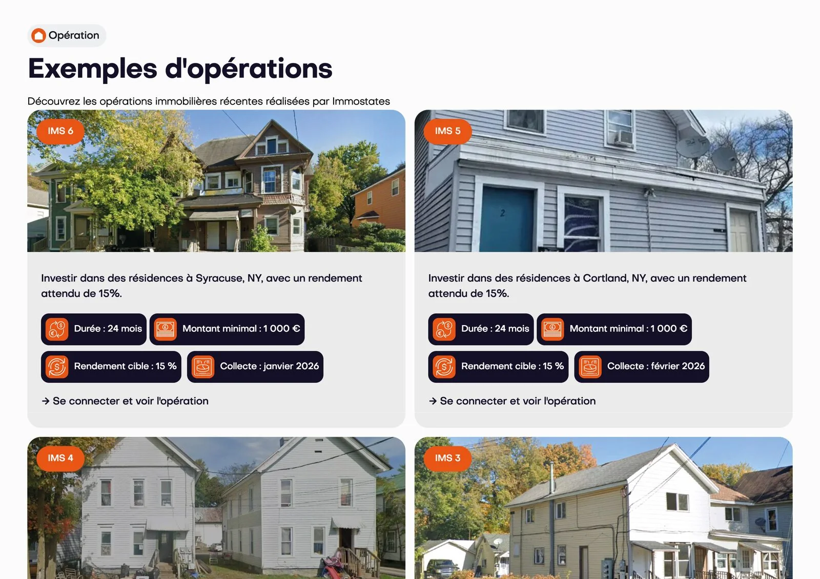 Immostates — exemples d'opérations immobilières