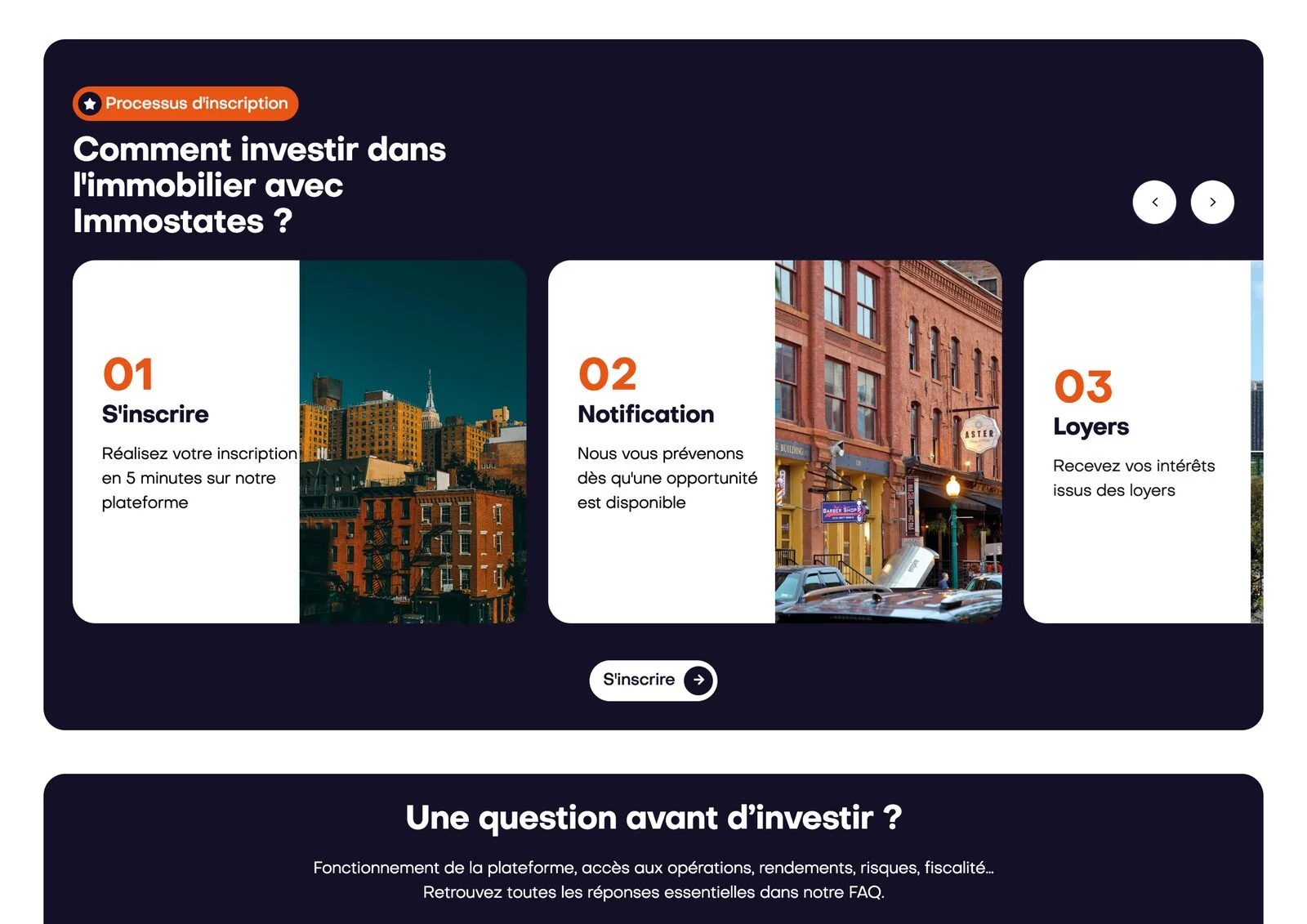 Immostates — parcours d'investissement en 3 étapes