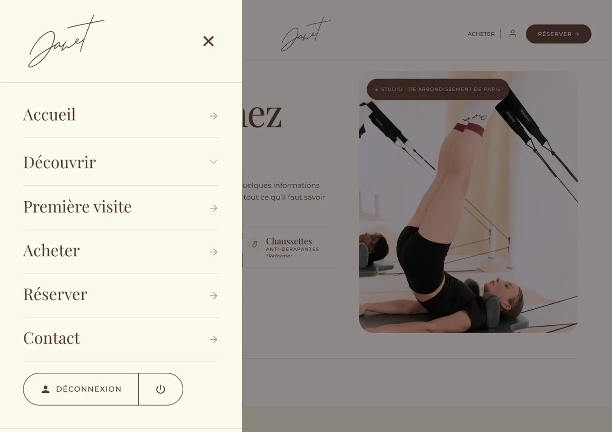 Janet Studio — page d'accueil du site (variante)