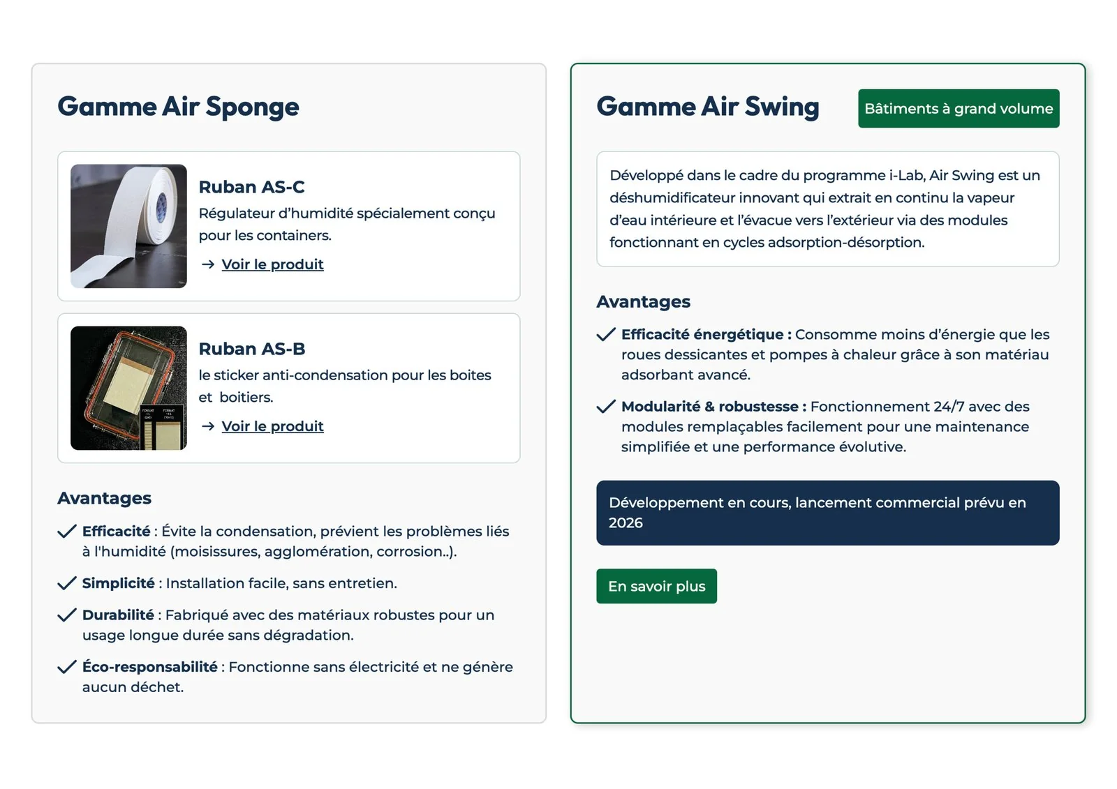 So Sponge — gammes Air Sponge et Air Swing